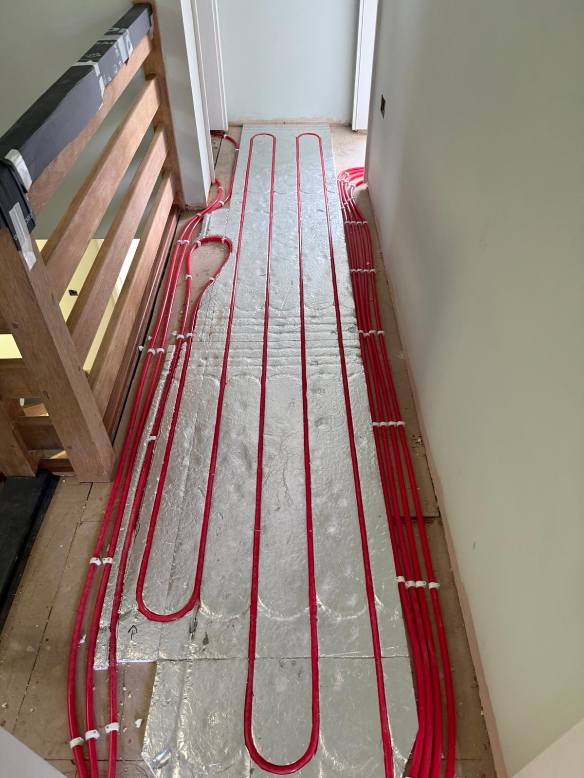 Underfloor heating pipework laid by Pinnacle Plumbing across Oxfordshire