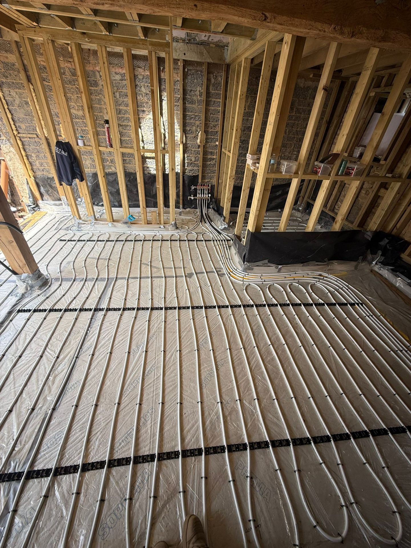 Underfloor heating pipework laid by Pinnacle Plumbing across Oxfordshire