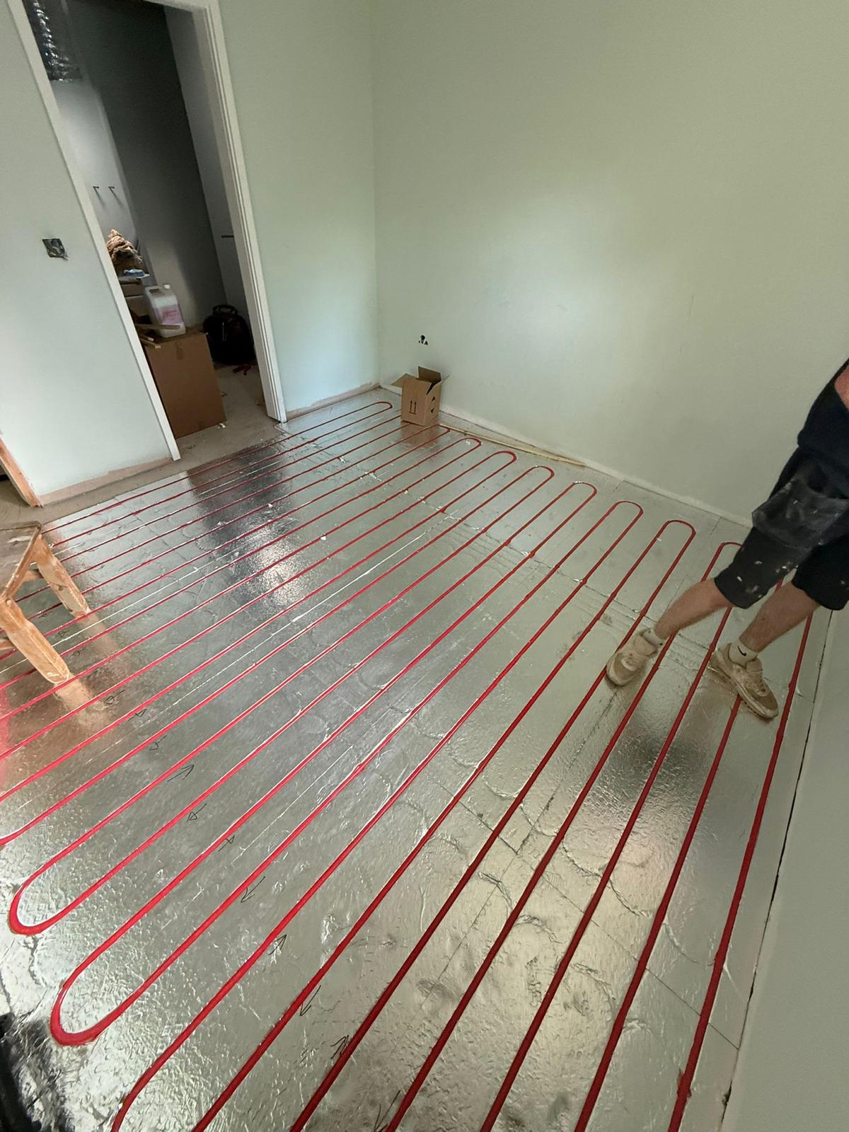 Underfloor heating pipework laid by Pinnacle Plumbing across Oxfordshire