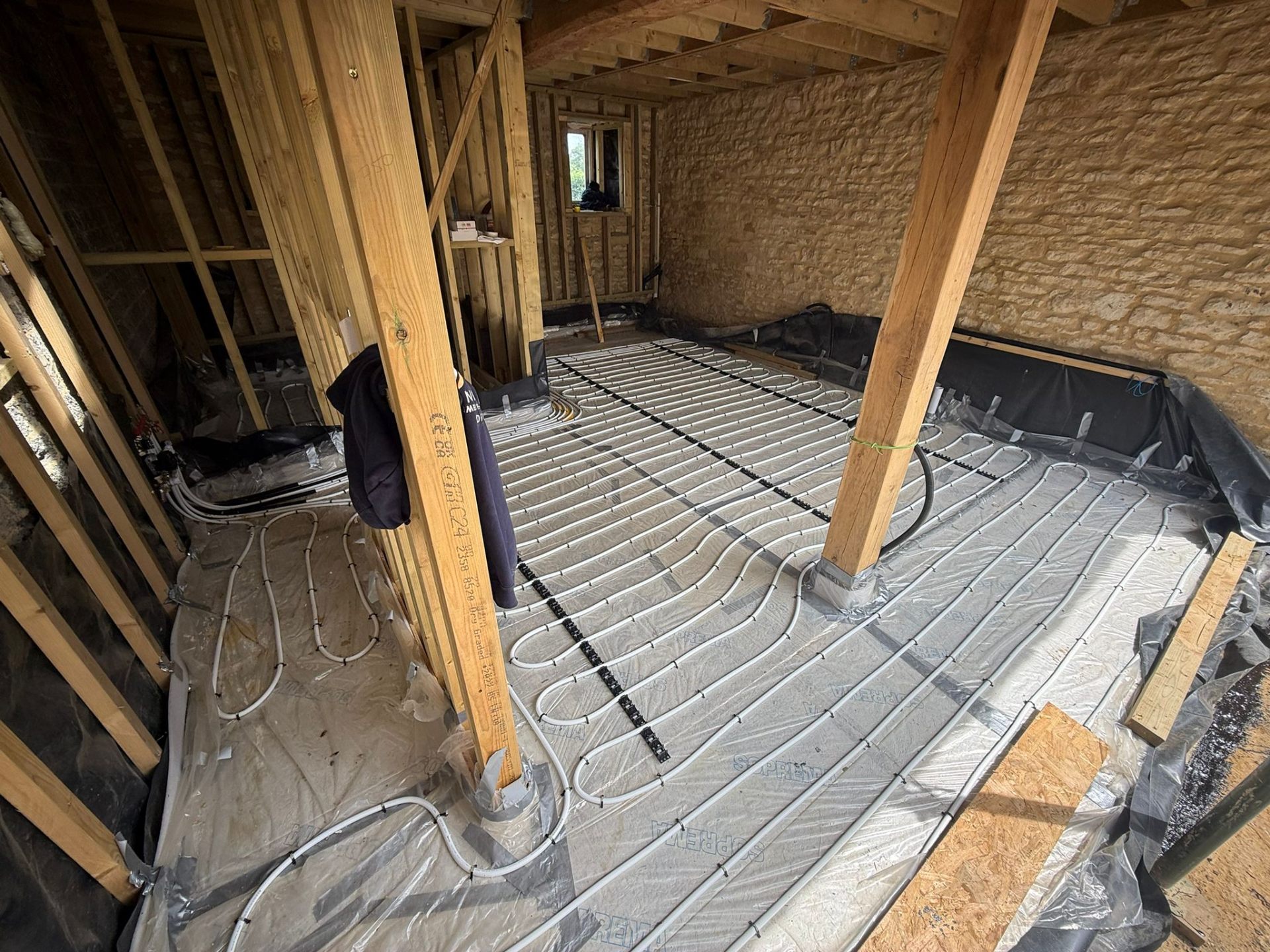 Underfloor heating pipework laid by Pinnacle Plumbing across Oxfordshire