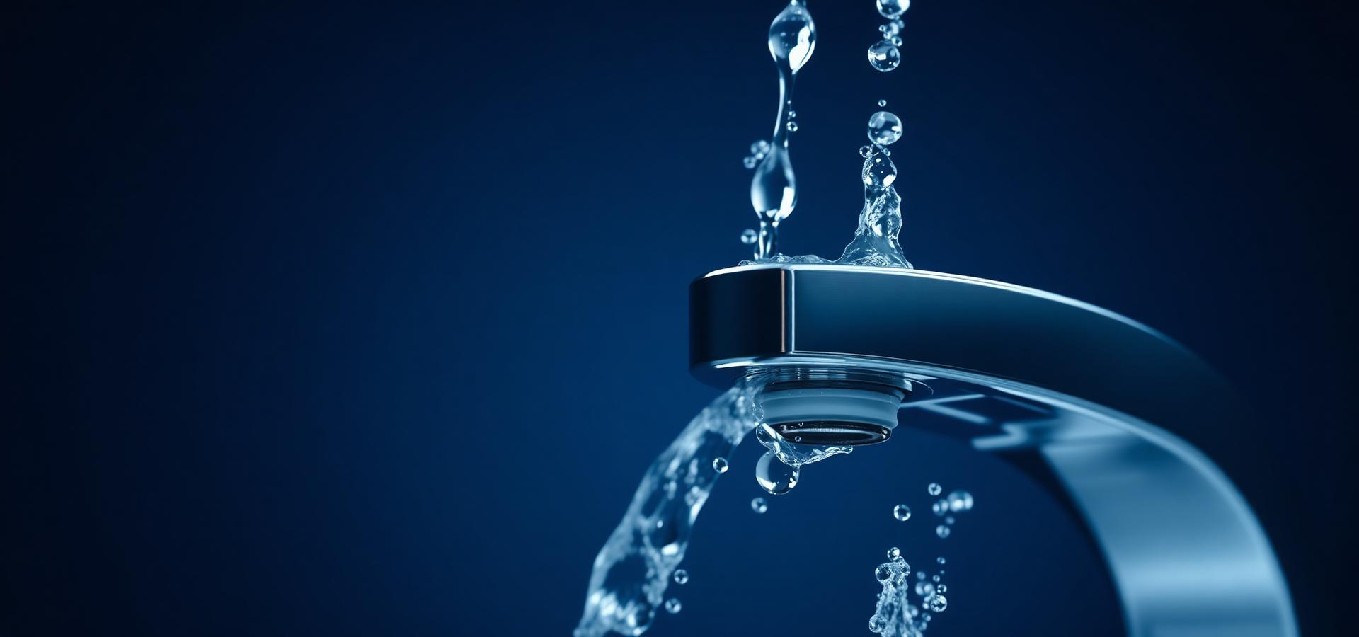 Clean water flowing from a chrome tap